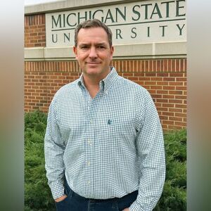 Peter Millar Men’s Sz Lrg Green White Checked MSU S Cotton Button Down Shirt